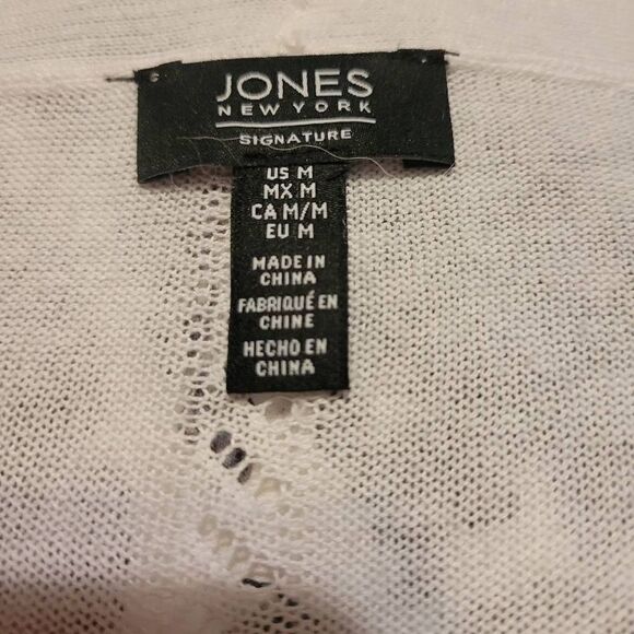 Jones New York White Cardigan with Knit Embellishments Women's Size Medium - Picture 7 of 7
